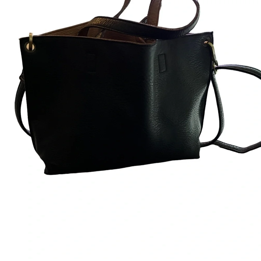 Reversible Faux Leather Crossbody Tote